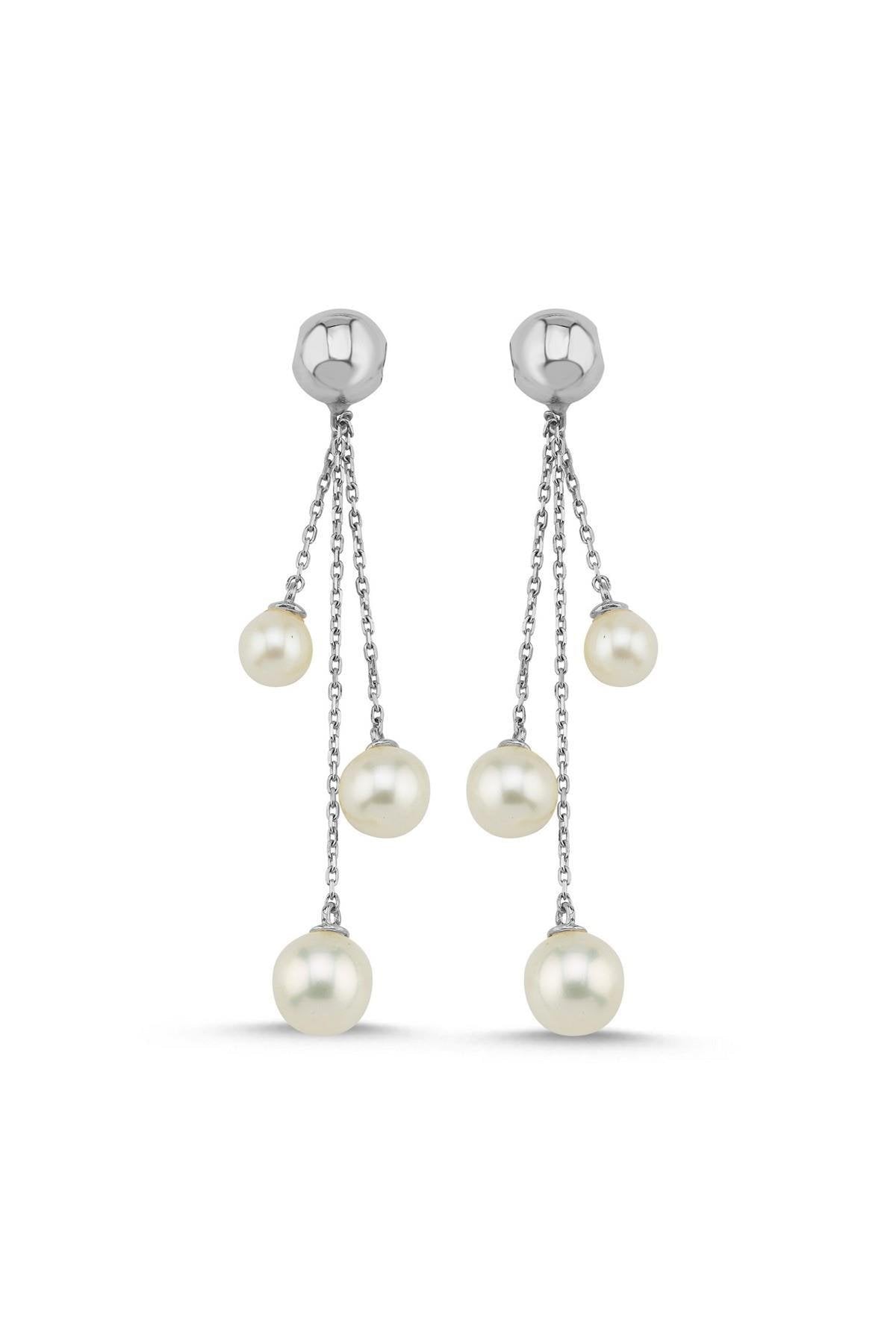 Büyük Halka Doğal İnci Sallantılı Küpe