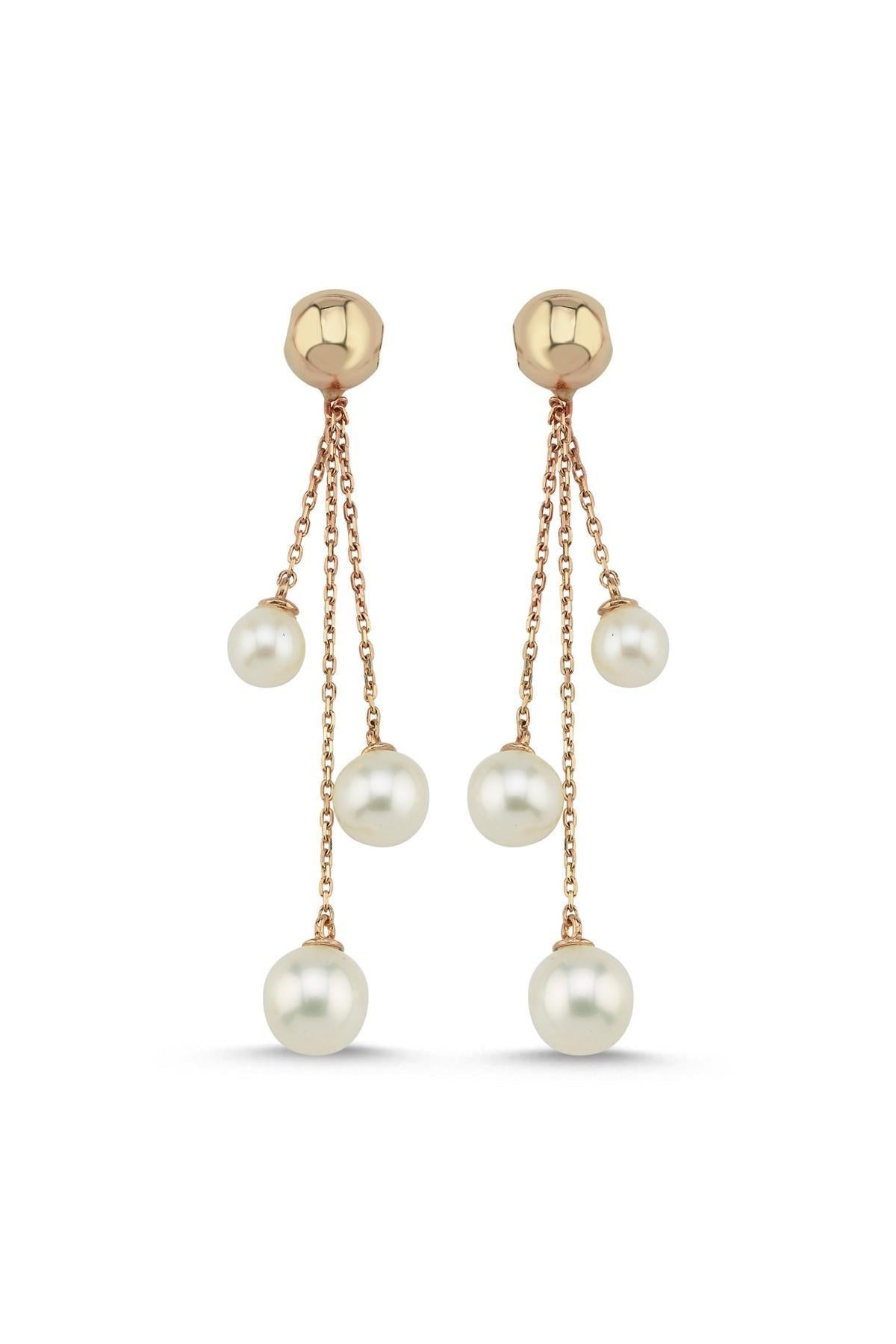 Büyük Halka Doğal İnci Sallantılı Küpe