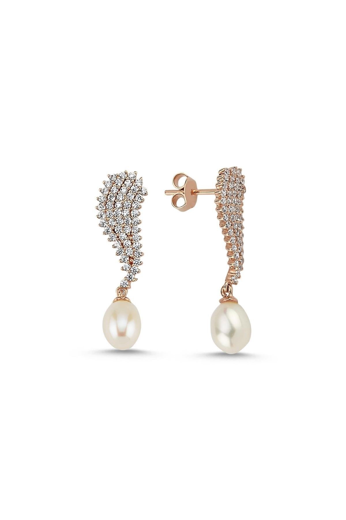 Doğal İnci Sallantılı Su Yolu Küpe