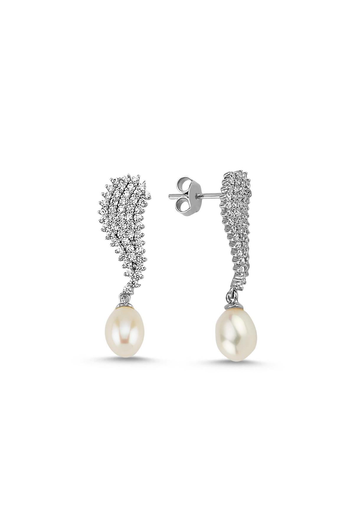 Doğal İnci Sallantılı Su Yolu Küpe