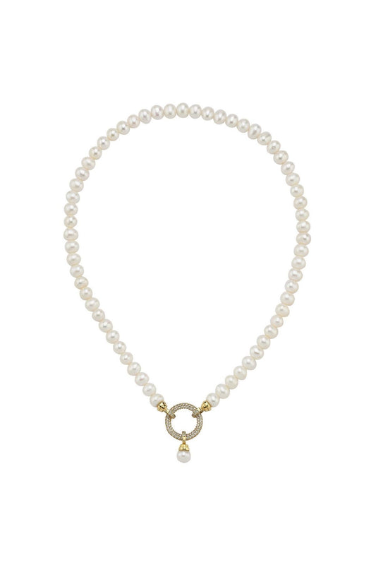 Halka Kilitli Doğal İnci Kolye