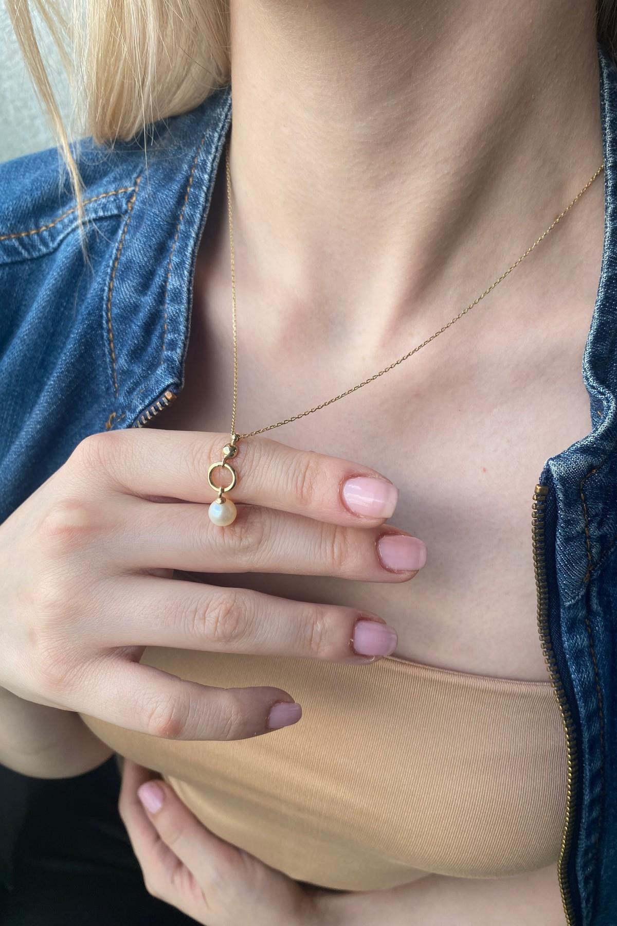 Halka Tatlı Su Doğal İnci Kolye