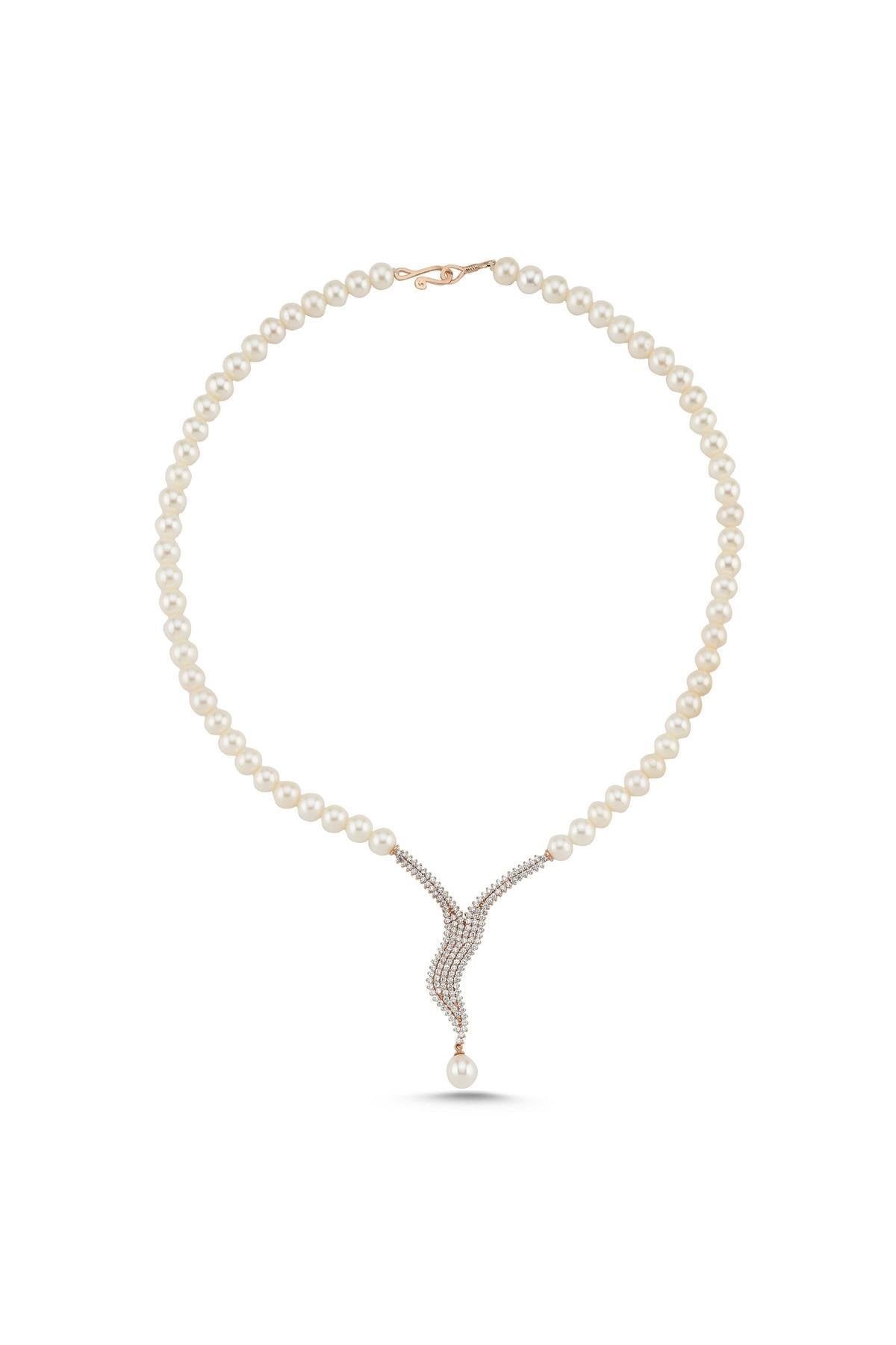 Su Yolu Taşlı Doğal İnci Kolye