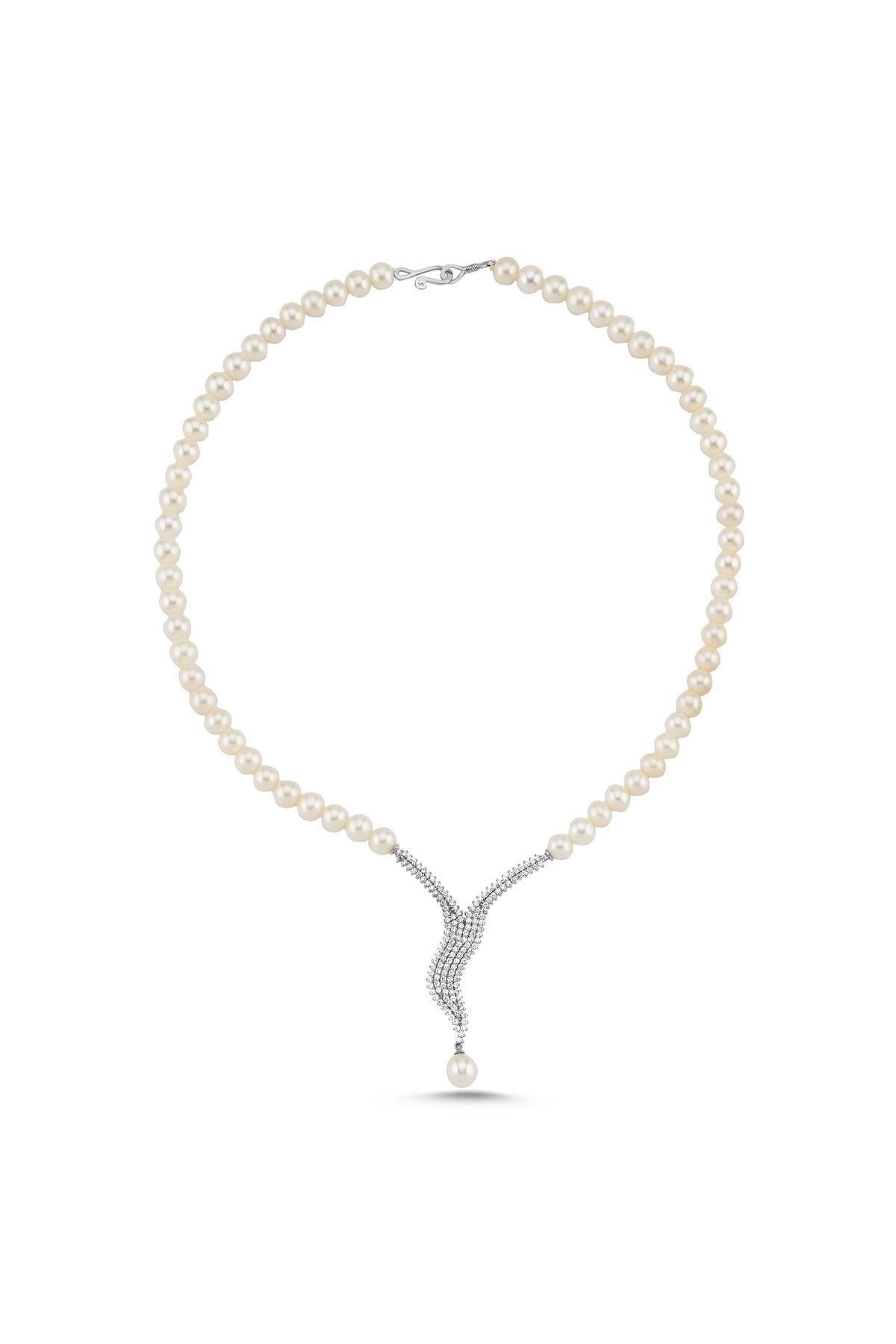 Su Yolu Taşlı Doğal İnci Kolye