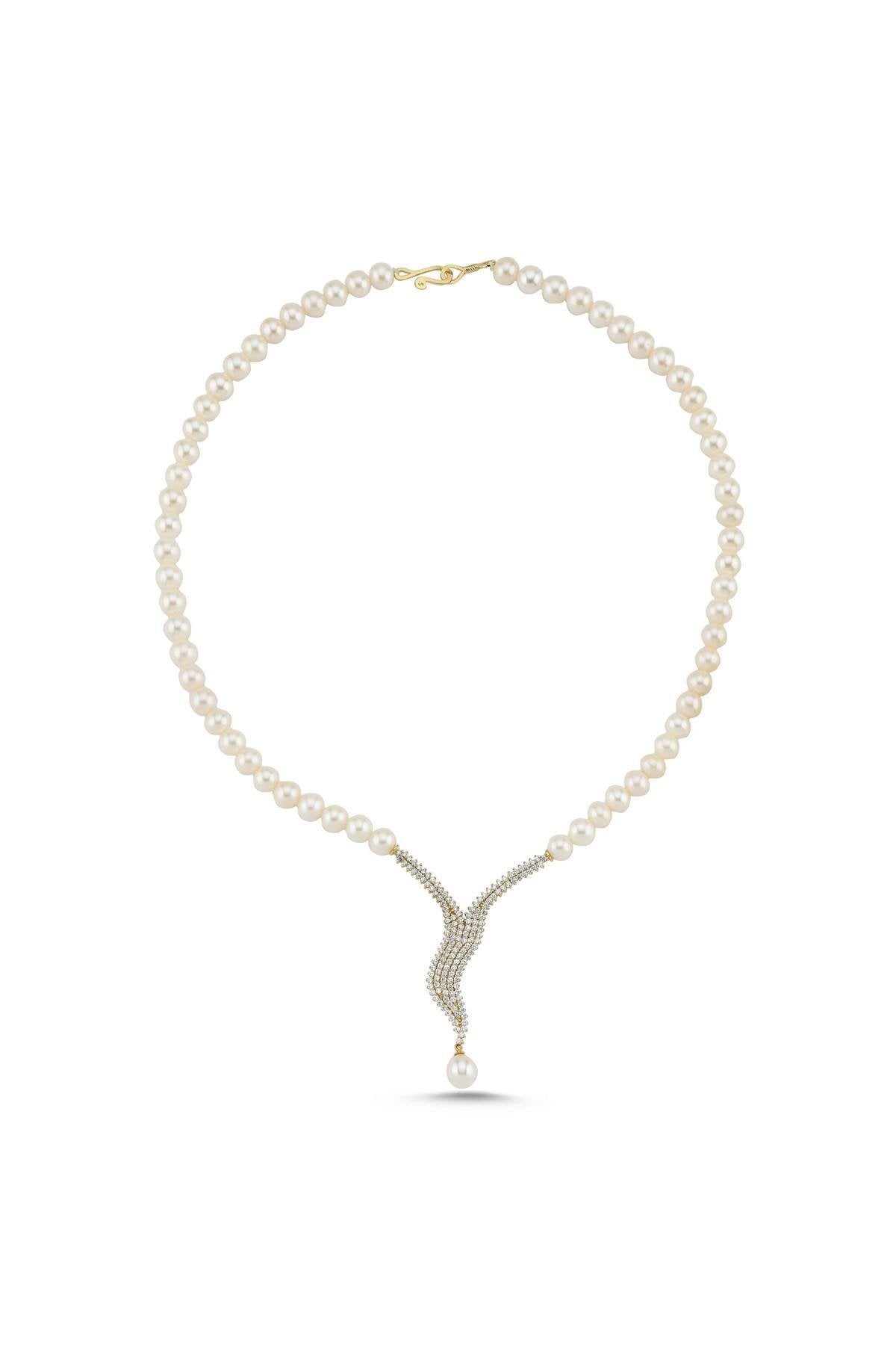 Su Yolu Taşlı Doğal İnci Kolye