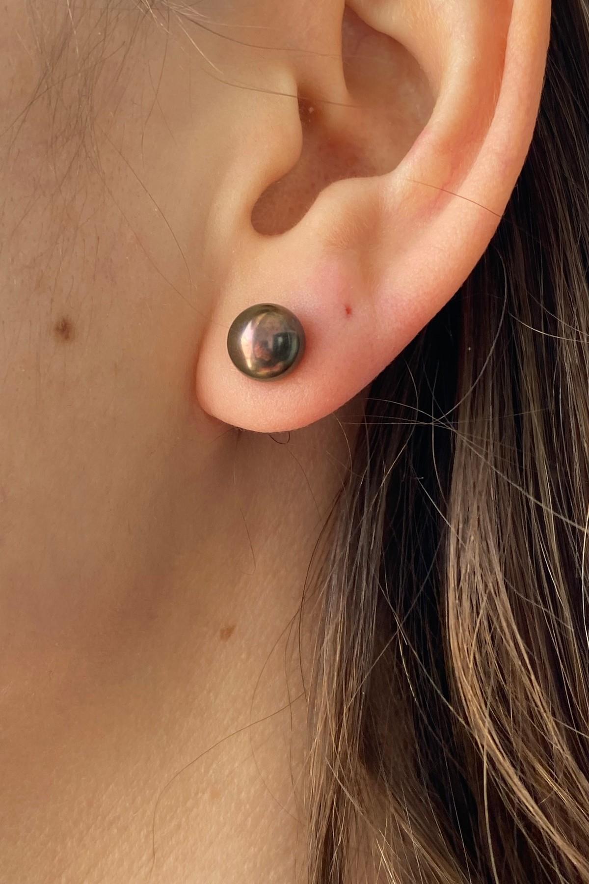 Tam Yuvarlak Doğal İnci Küpe