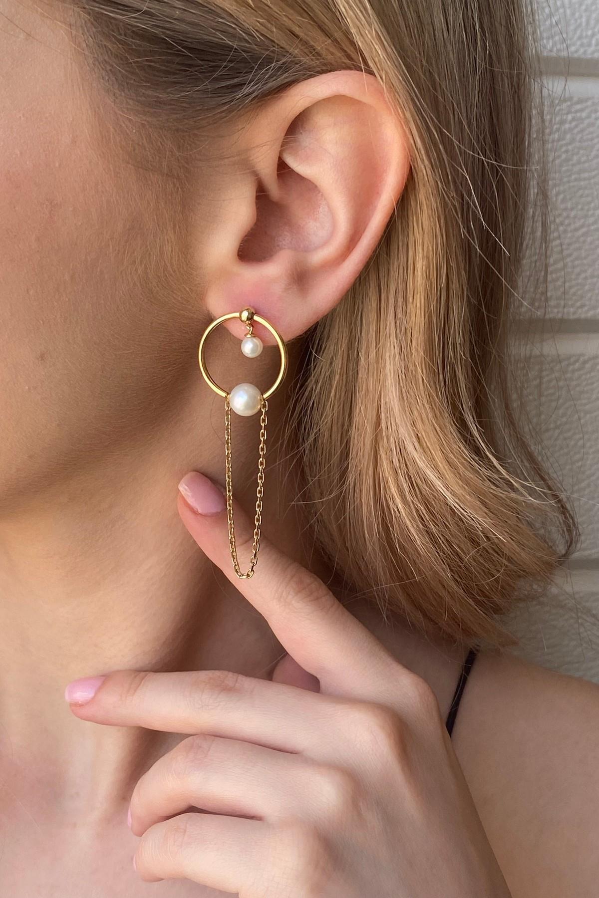 Tatlı Su Doğal İnci Sallanan Küpe