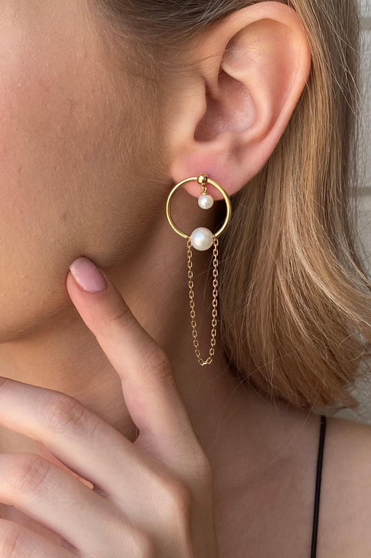 Tatlı Su Doğal İnci Sallanan Küpe