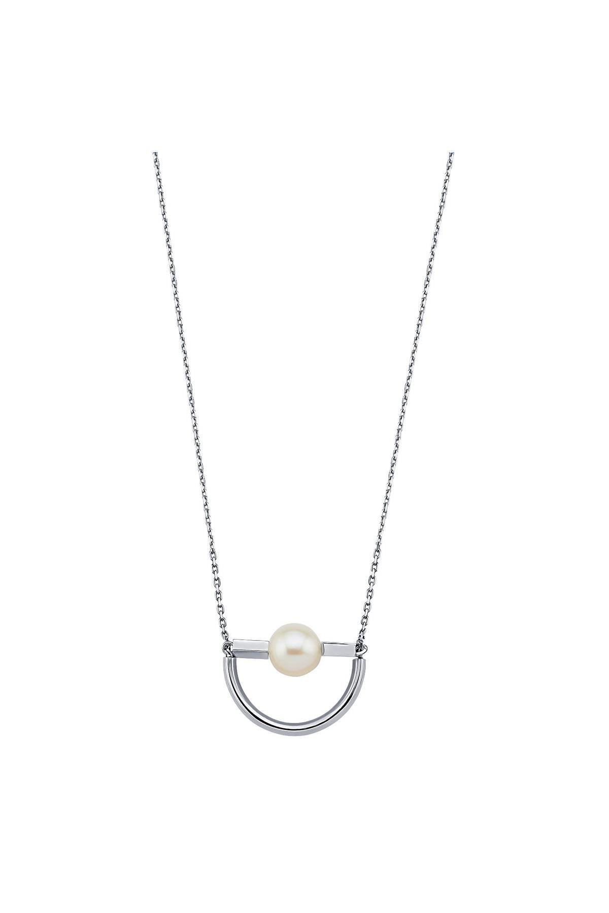 Yarım Daire Tatlı Su Doğal İnci Kolye