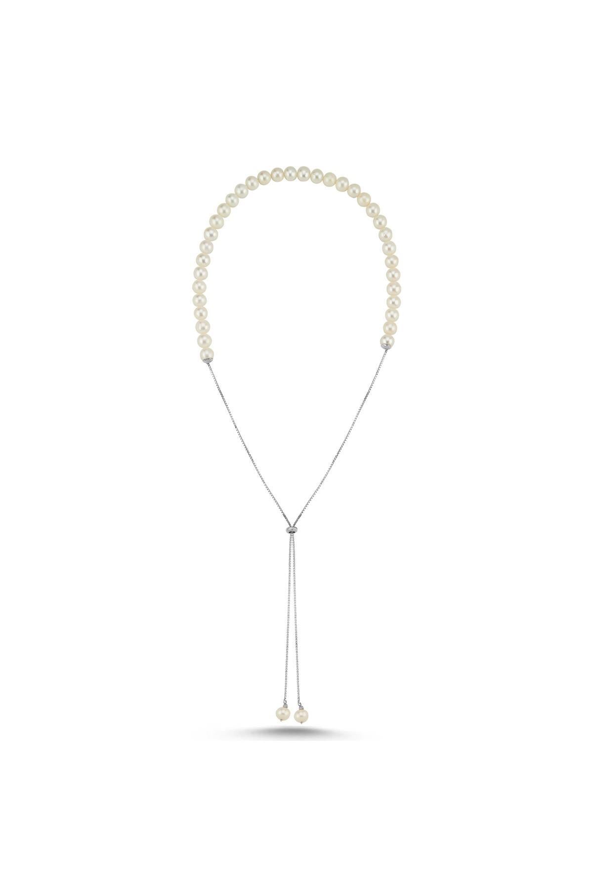 Asansör Zincirli Doğal İnci Kolye