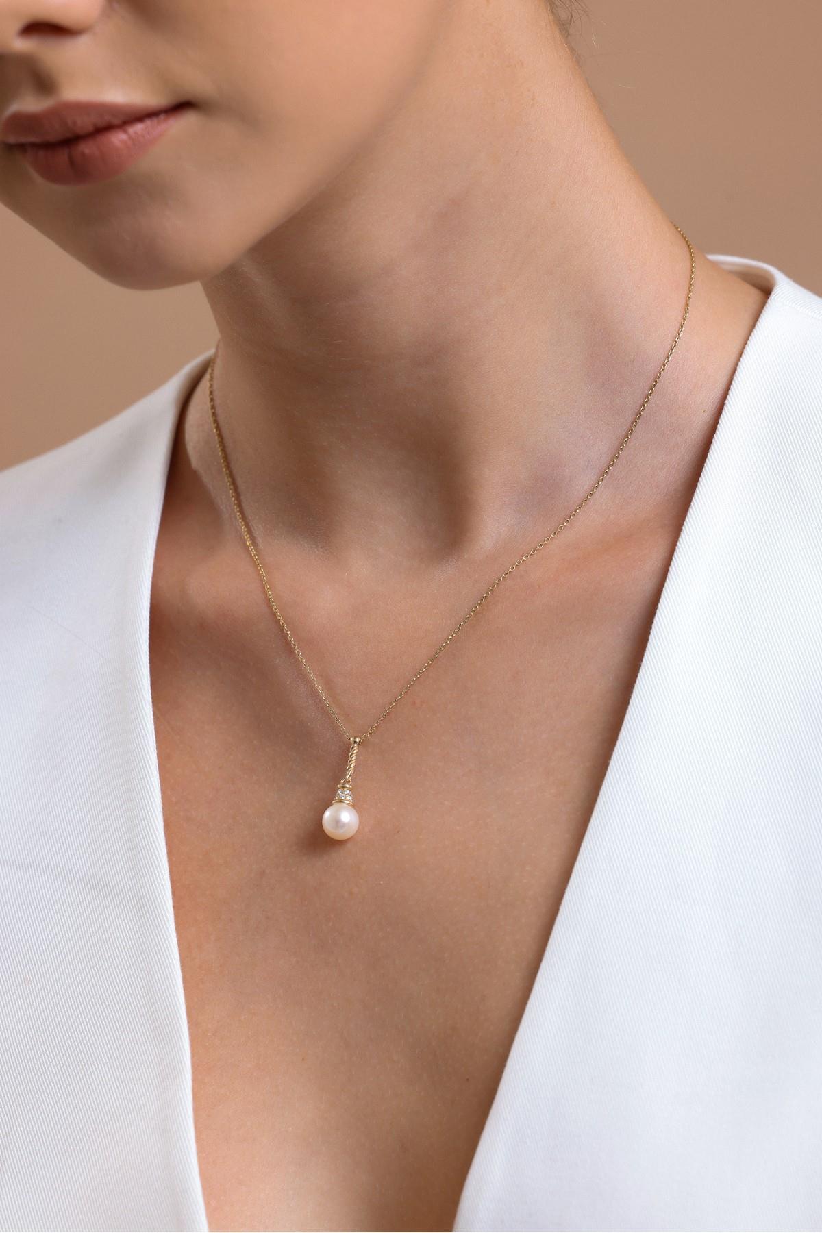 Burgulu Zirkon Taşlı Doğal İnci Küpe Kolye Yüzük Üçlü Set