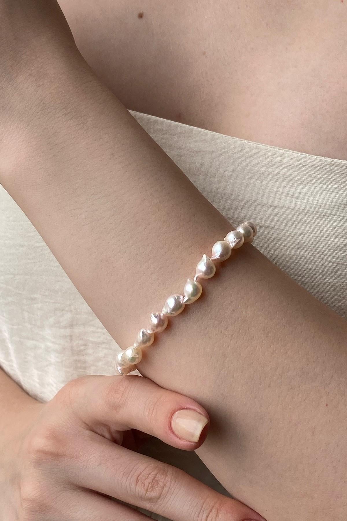 Damla Barok İnci Kolye Bileklik Küpe Üçlü Set