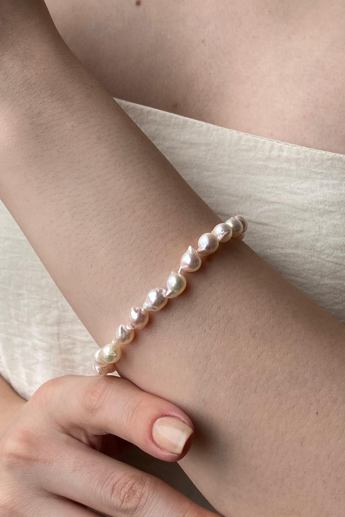 Damla Barok İnci Kolye Bileklik Küpe Üçlü Set