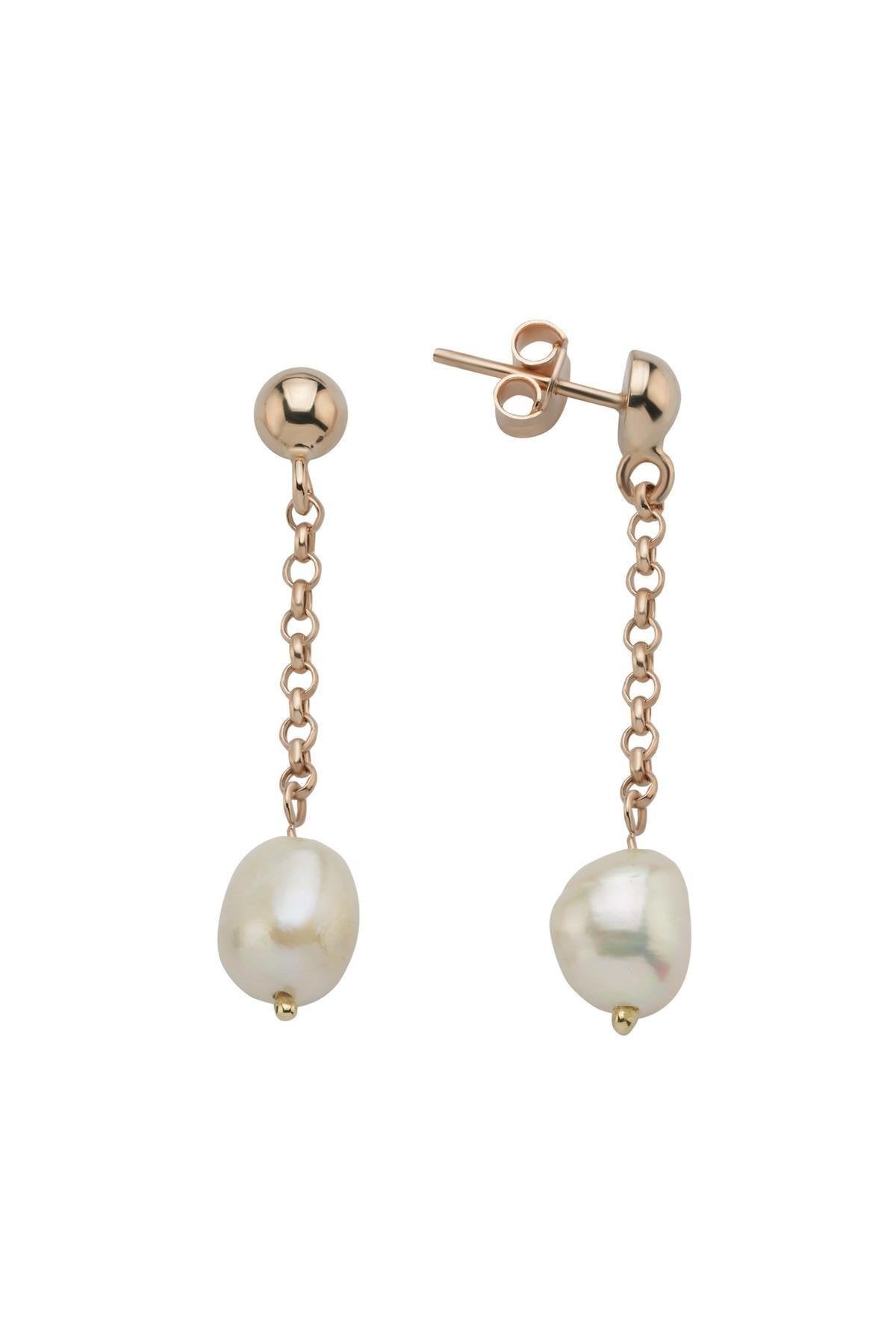 Doğal Barok İncili Zincir Küpe