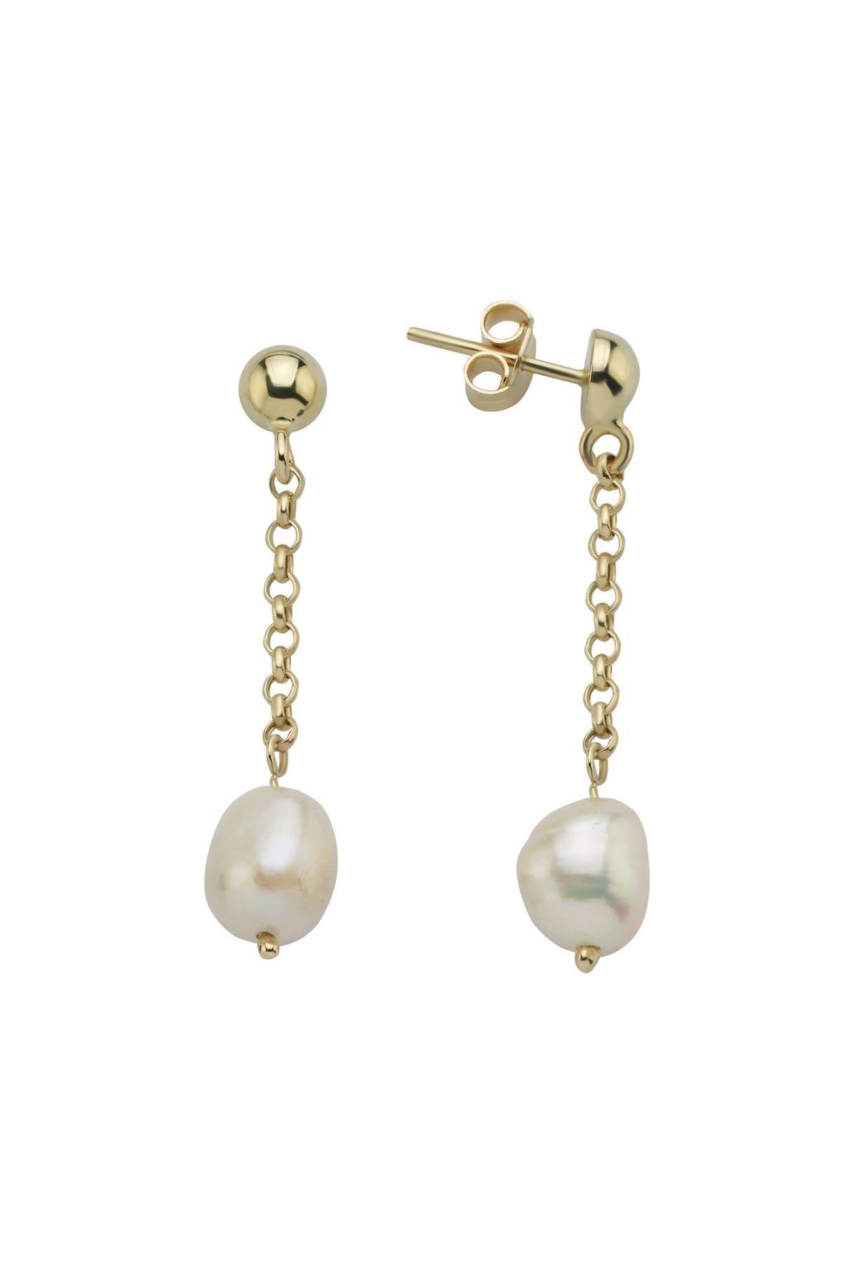 Doğal Barok İncili Zincir Küpe