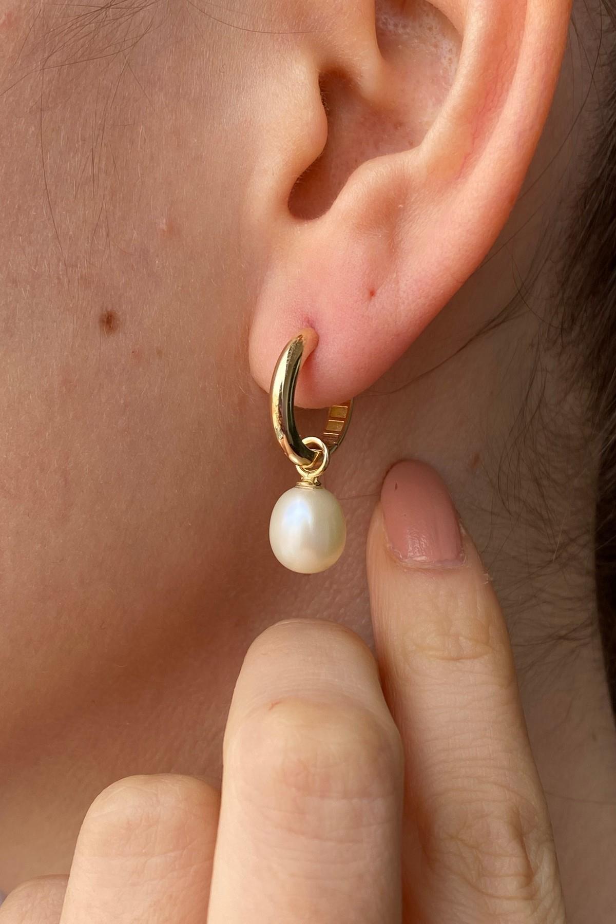 Doğal İnci Sallantı Küpe