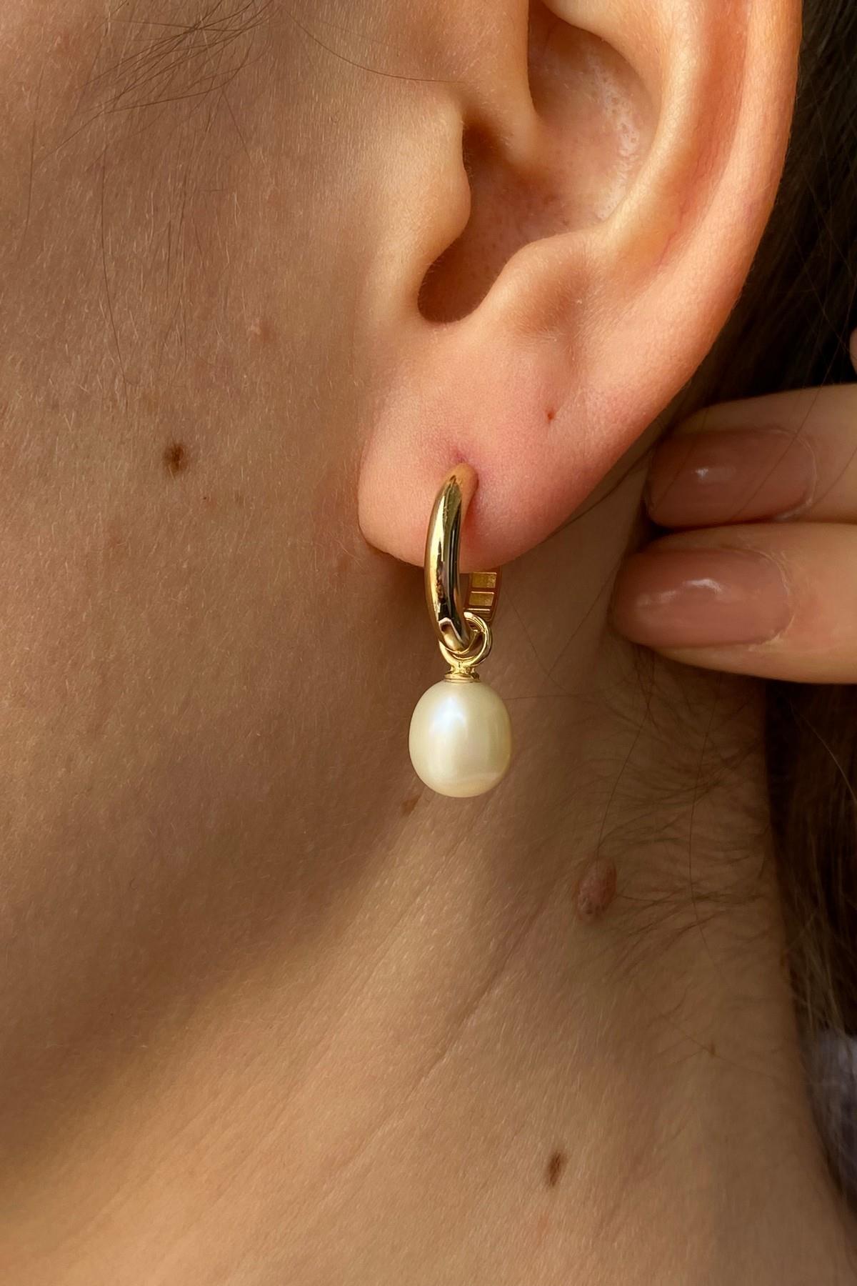 Doğal İnci Sallantı Küpe