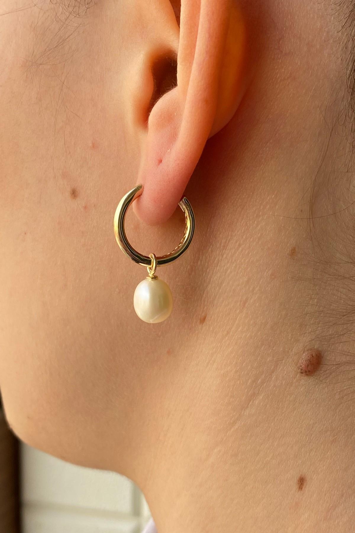 Doğal İnci Sallantılı Küpe