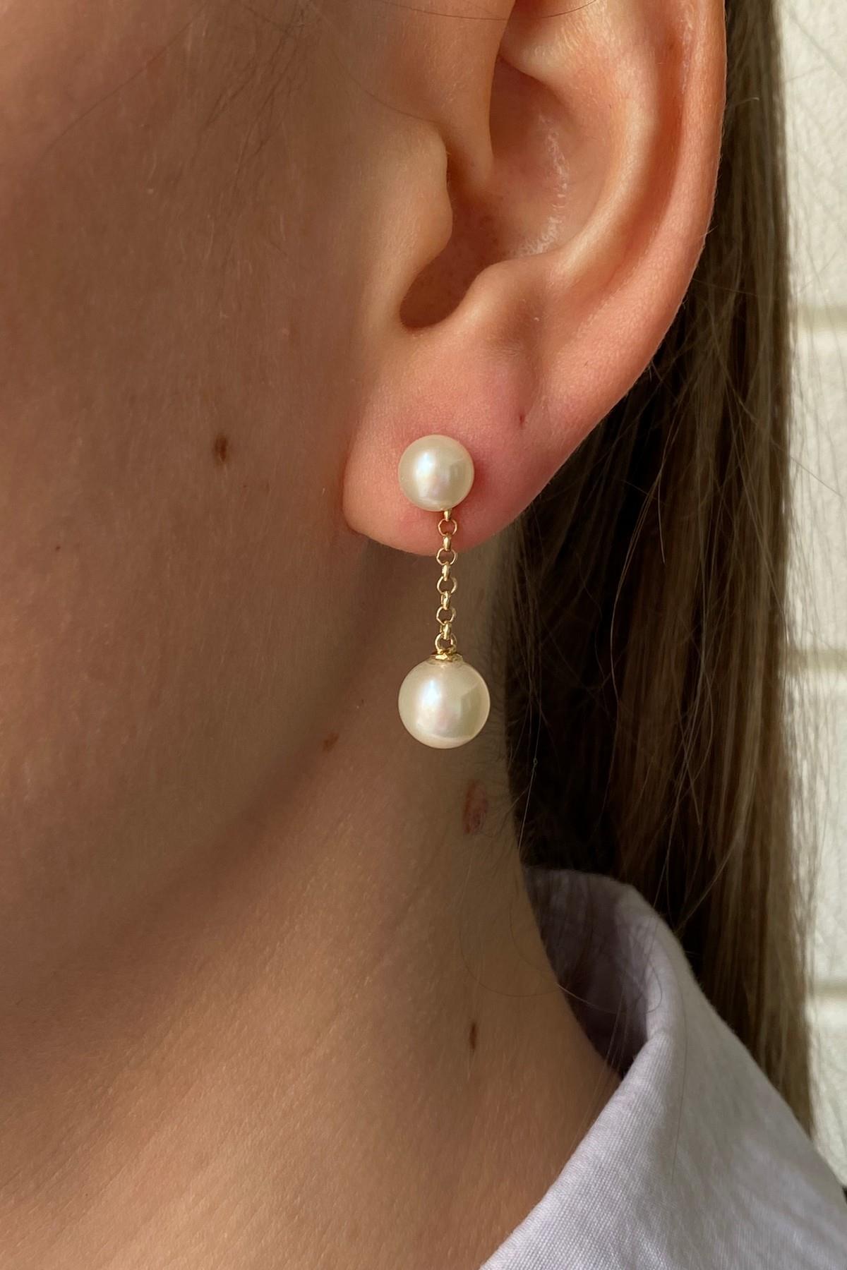 Doğal İnci Sallantılı Küpe