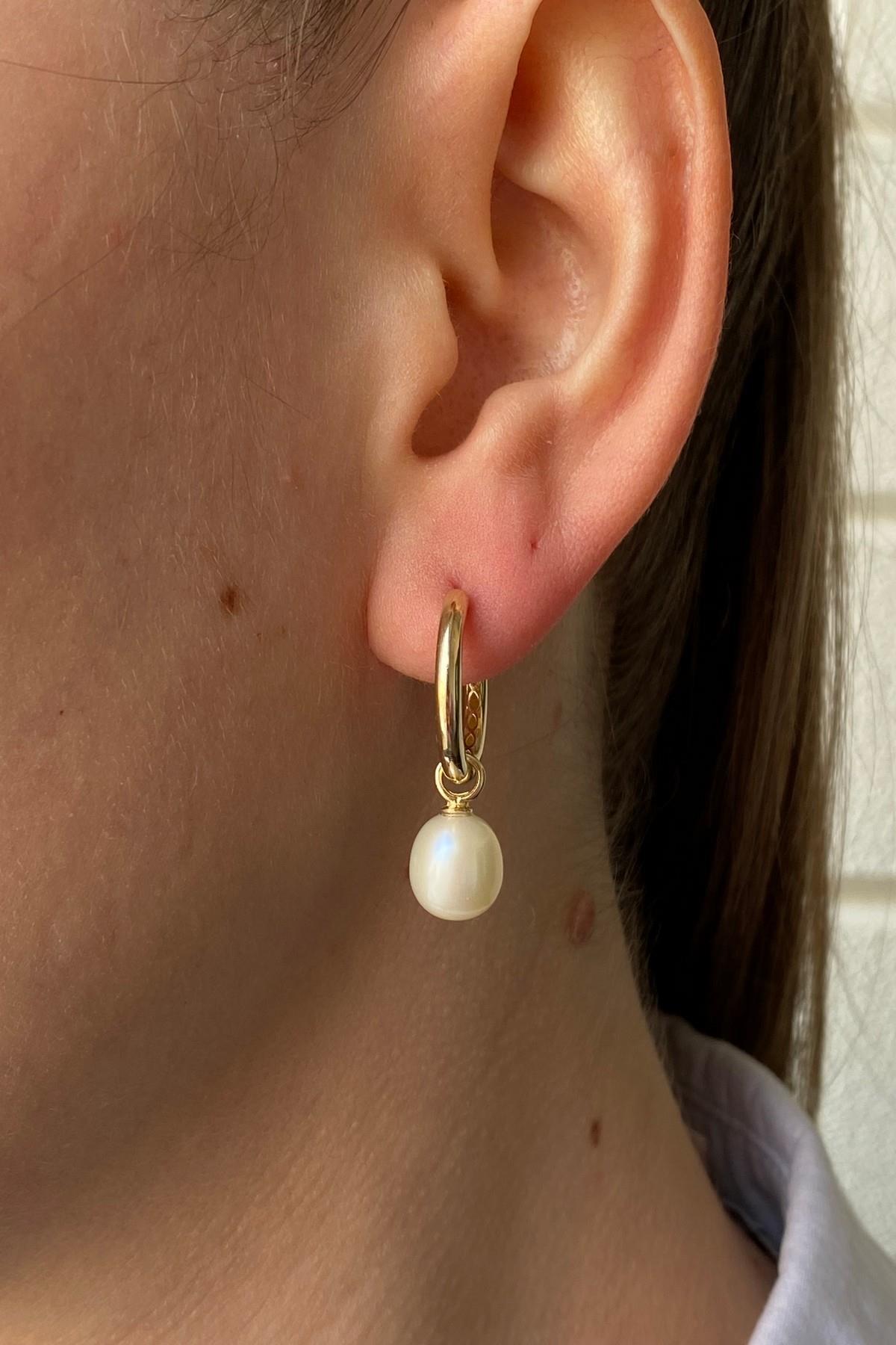 Doğal İnci Sallantılı Küpe