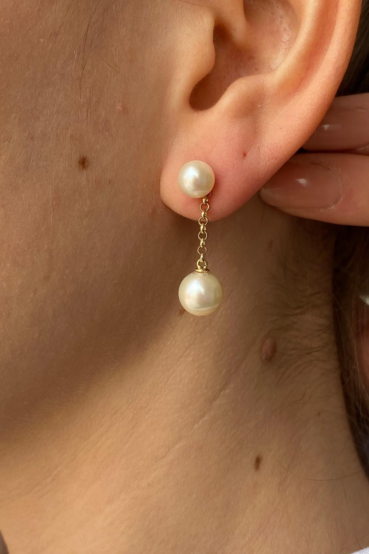 Doğal İnci Sallantılı Küpe