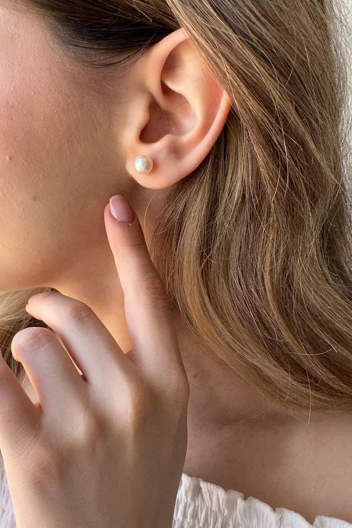 Doğal İnci Top Küpe