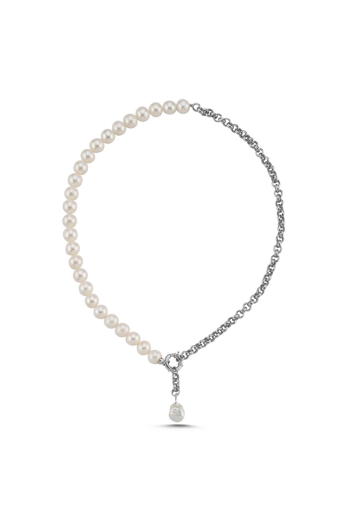 Halka Kilitli Doğal İnci Kolye