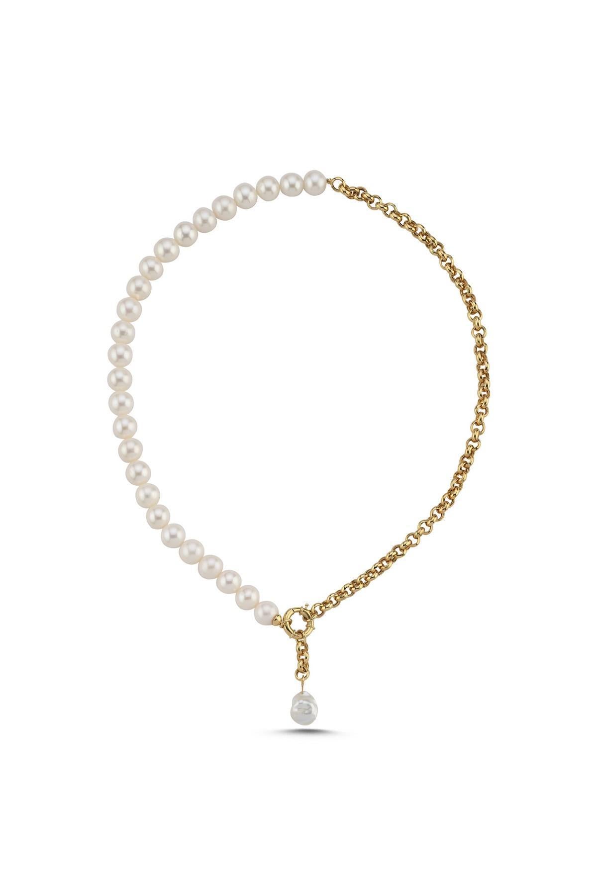 Halka Kilitli Doğal İnci Kolye