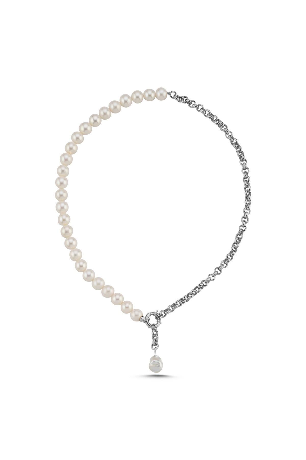 Halka Kilitli Doğal İnci Kolye