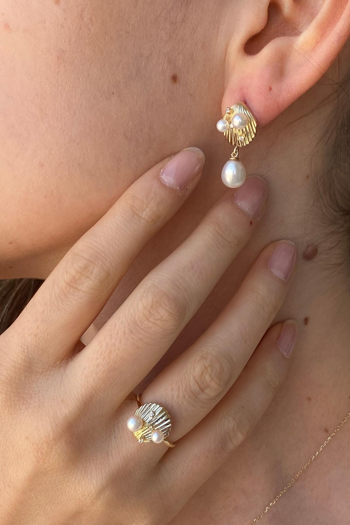 İstiridye Doğal İnci Küpe