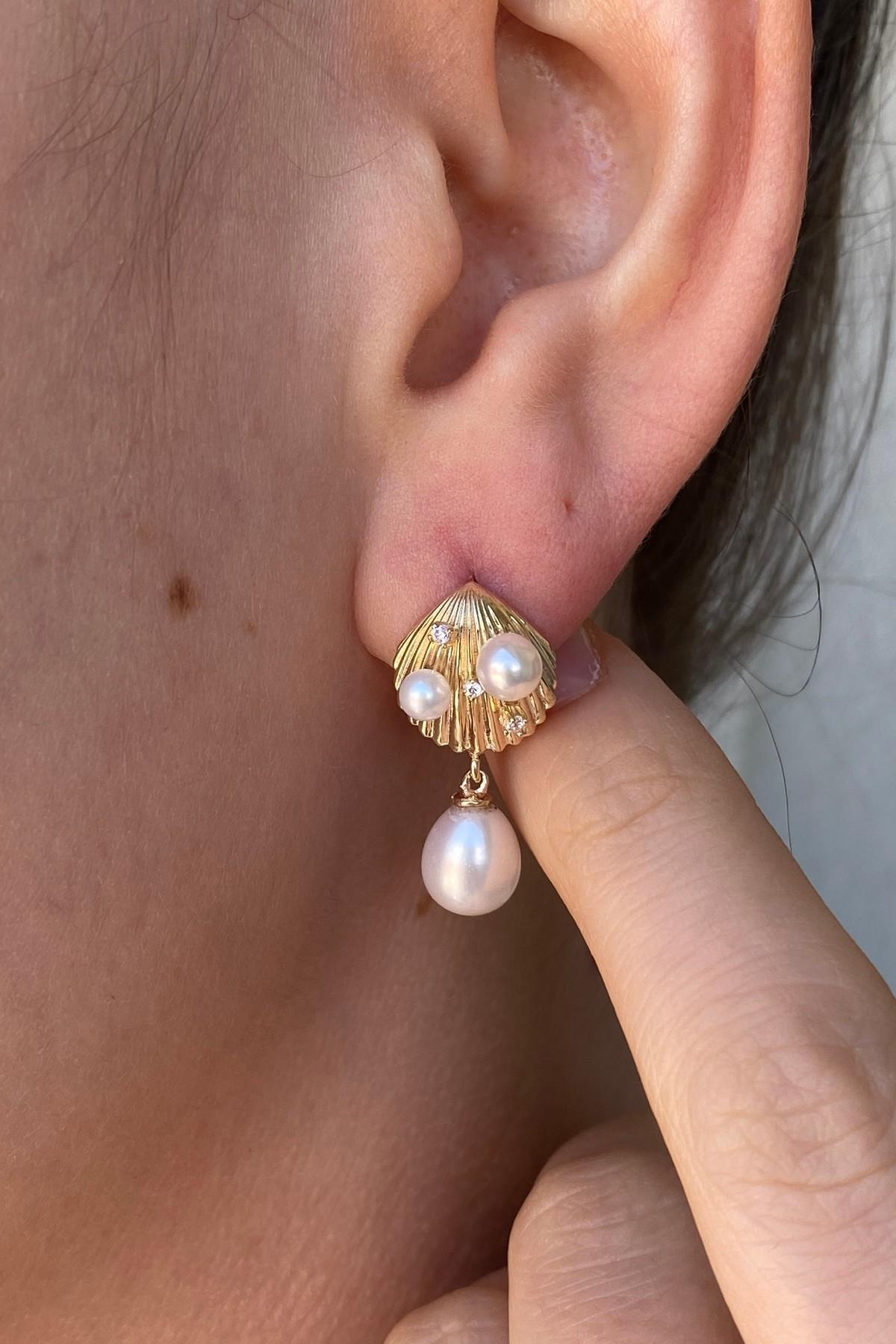 İstiridye Doğal İnci Küpe