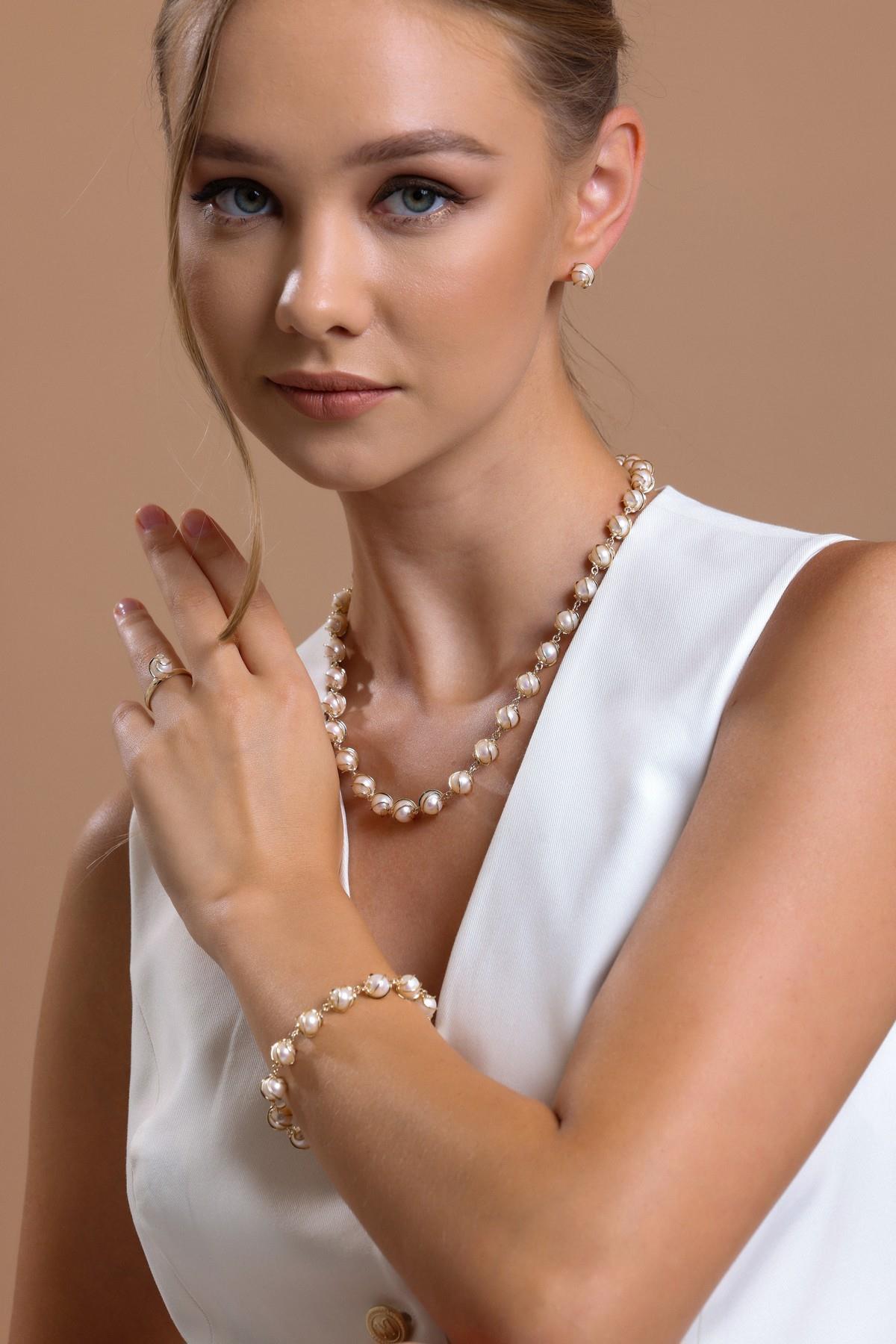 Kafesli Doğal İnci Kolye