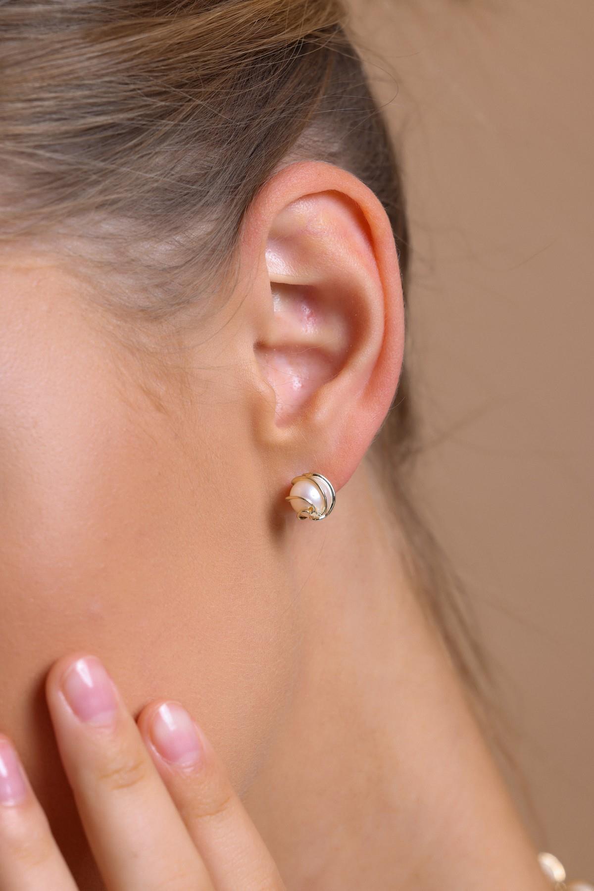 Kafesli Doğal İnci Küpe