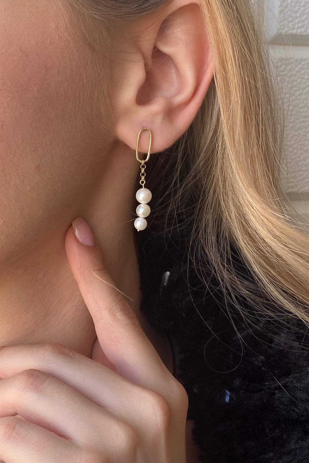 Sallanan Tatlı Su Doğal İnci Küpe