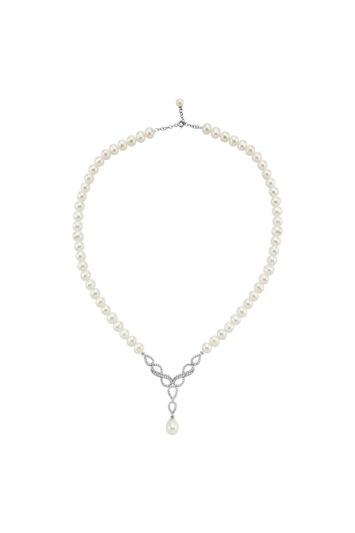 Sonsuzluk Taşlı Doğal İnci Sallantılı Kolye