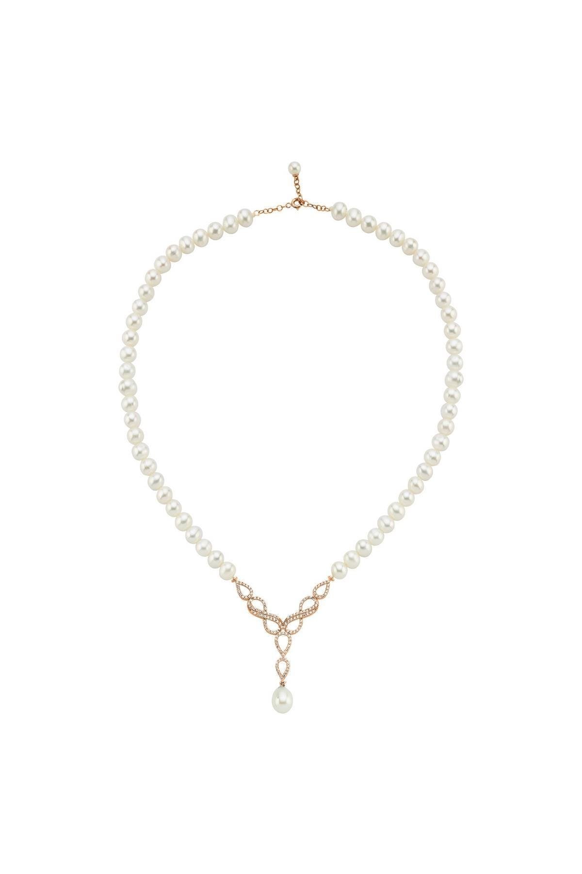 Sonsuzluk Taşlı Doğal İnci Sallantılı Kolye