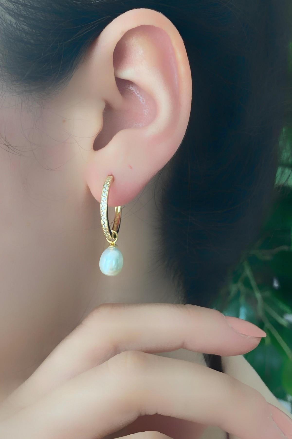 Tatlı Su Doğal İnci Halka Küpe