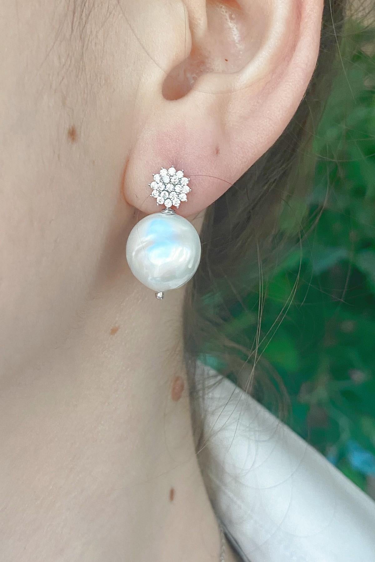 Zirkon Taşlı Barok Doğal İnci Küpe Kolye İkili Set