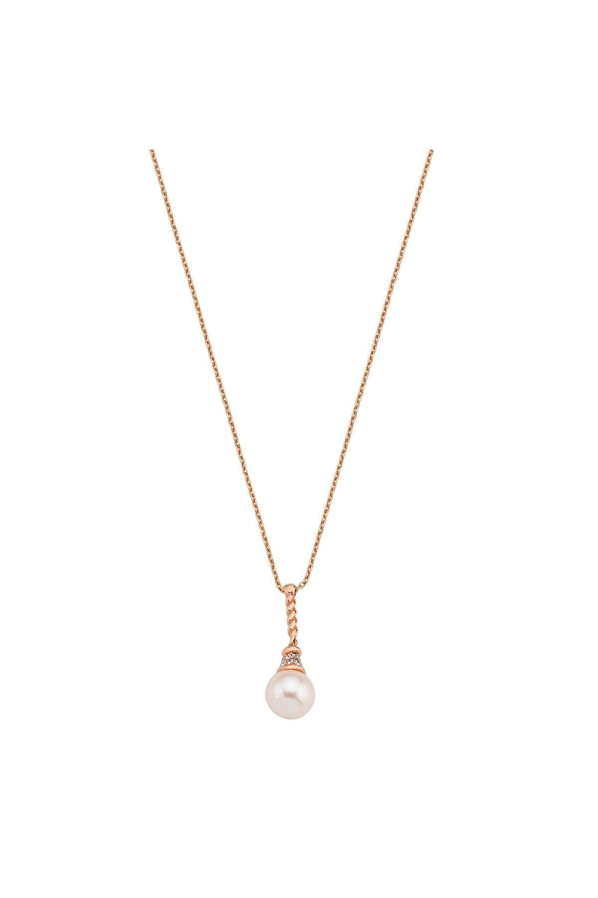 Zirkon Taşlı Doğal İnci Kolye