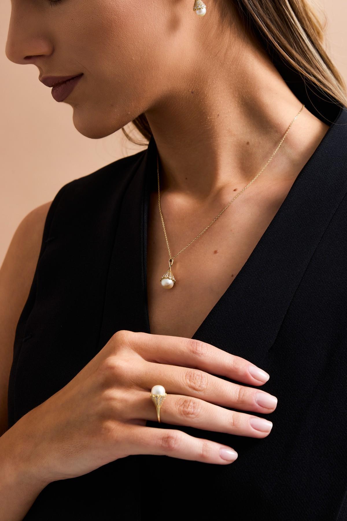 Ampul Modeli Doğal İnci Yüzük