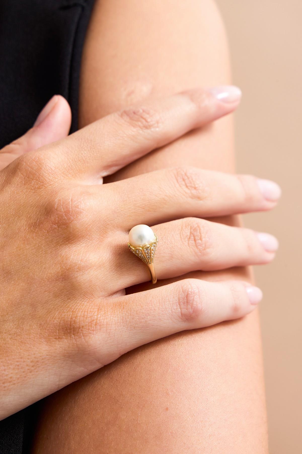 Ampul Modeli Doğal İnci Yüzük