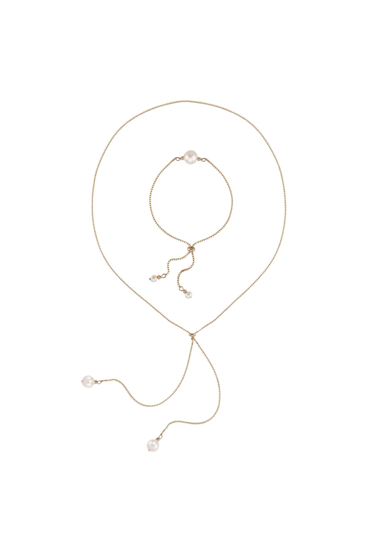 Asansörlü Doğal İnci Kolye Bileklik İkili Set