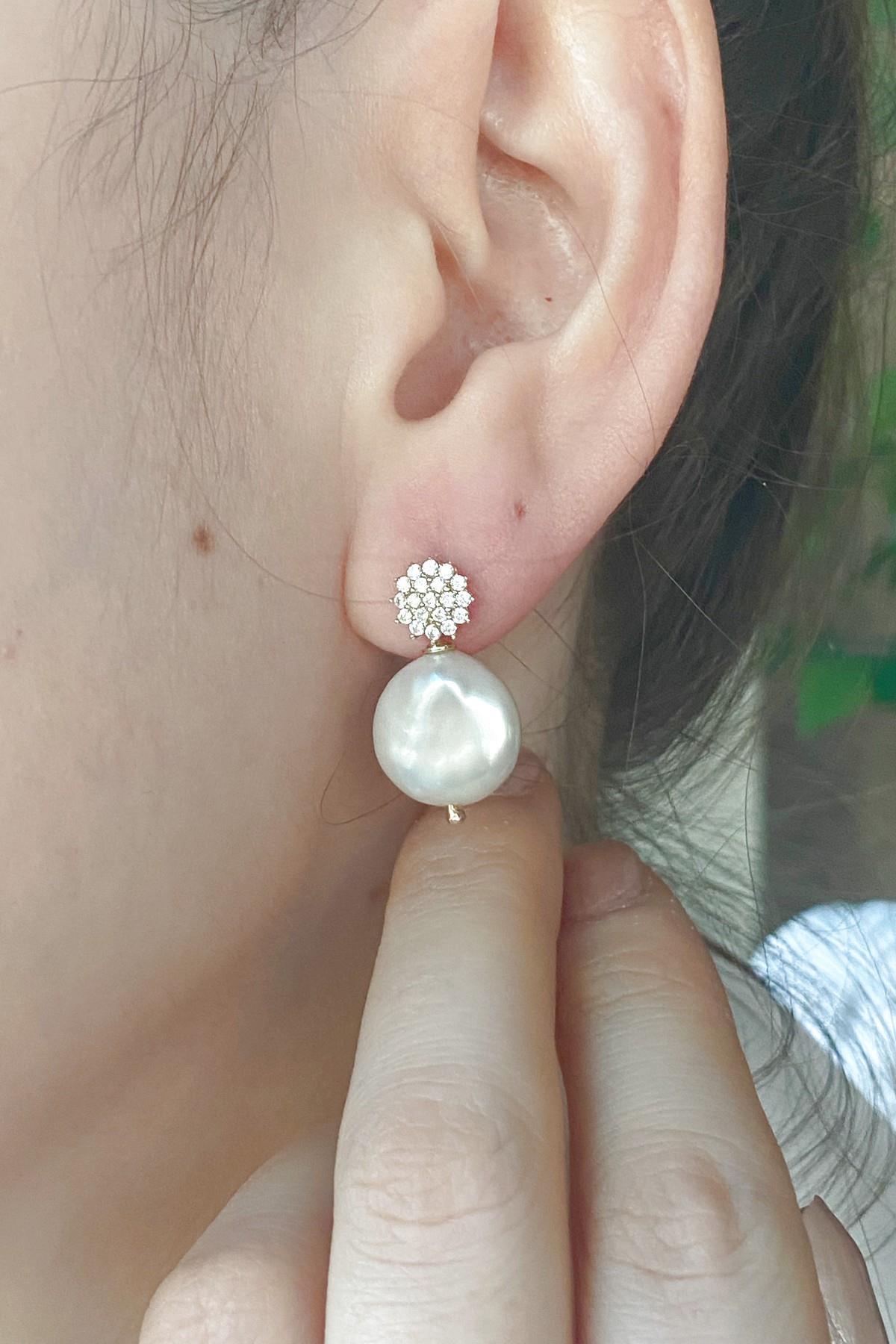 Barok Doğal İnci Küpe