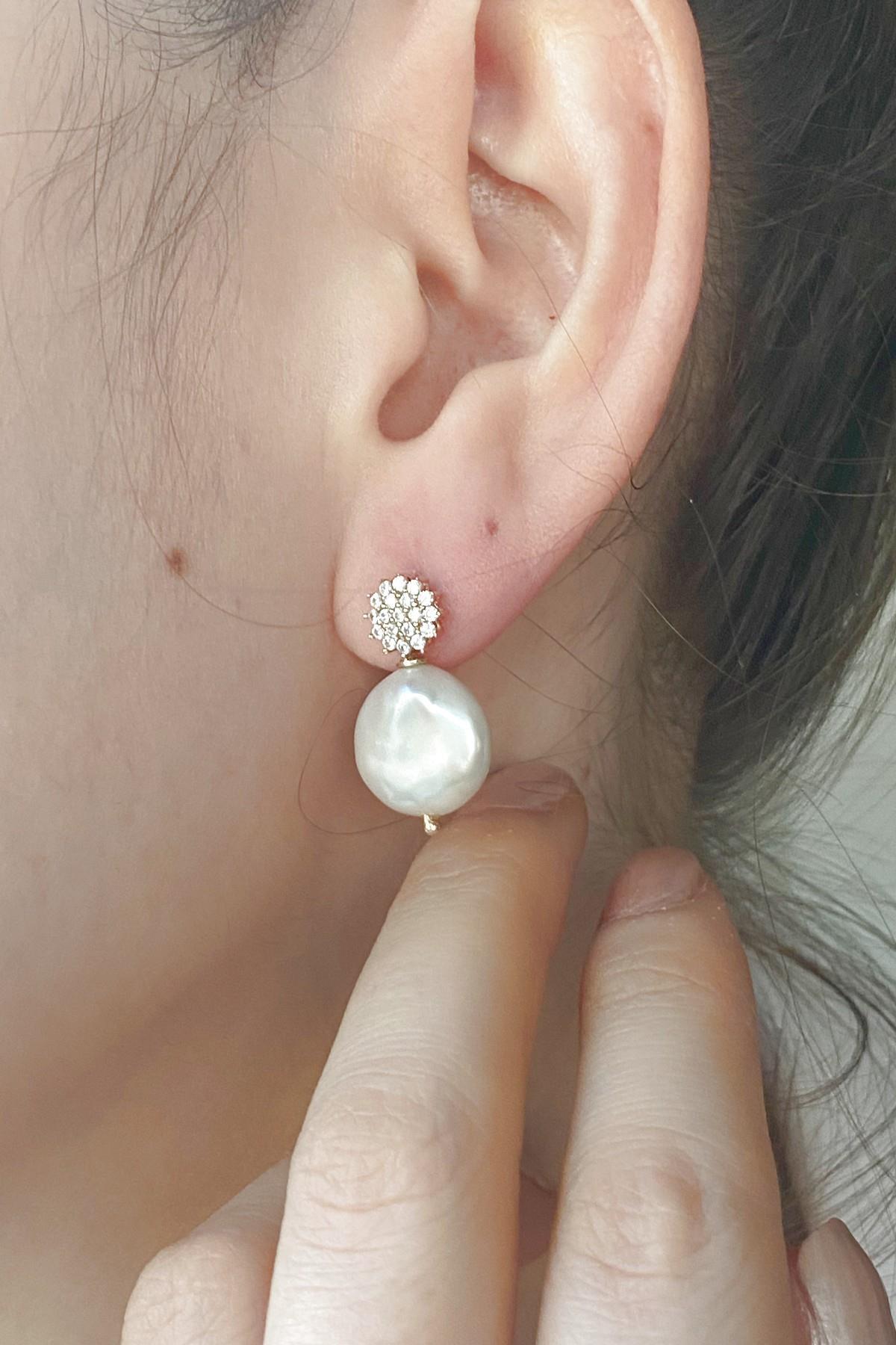 Barok Doğal İnci Küpe