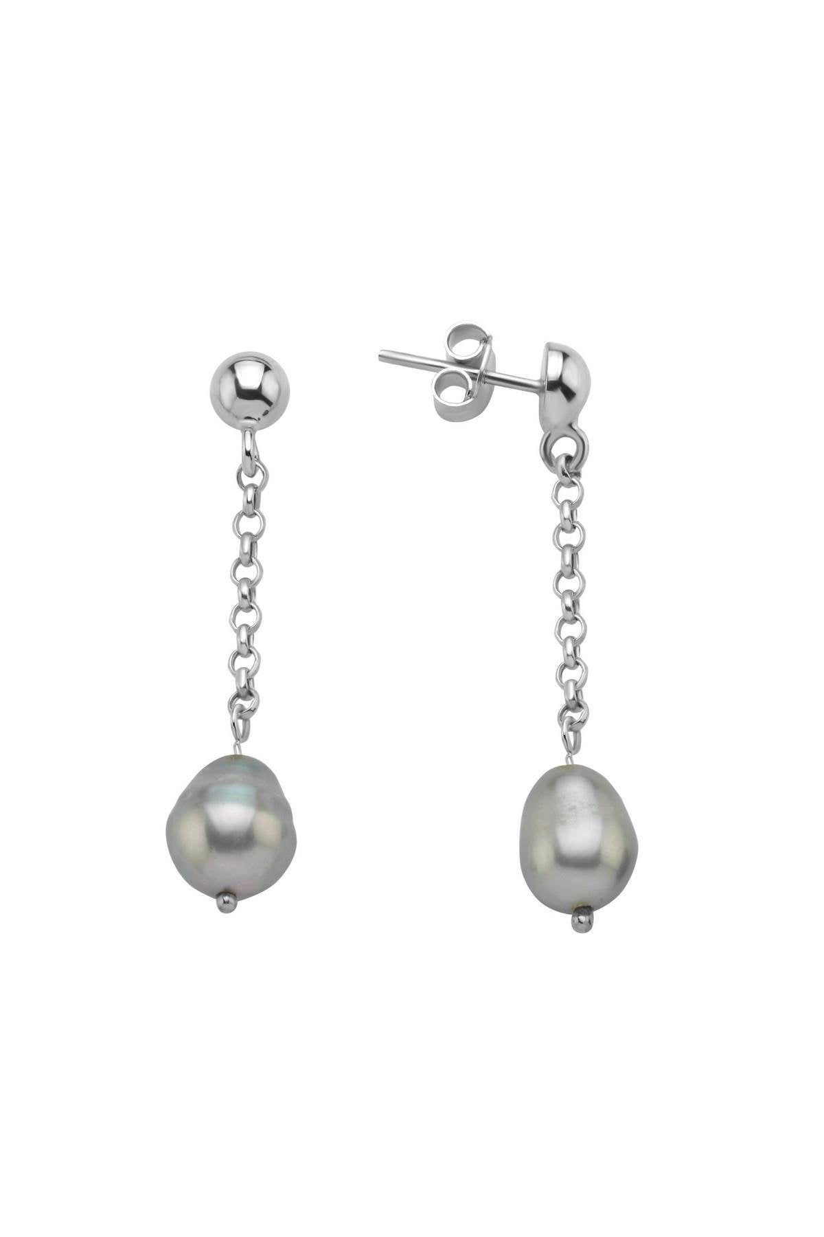 Doğal Barok İncili Zincir Küpe