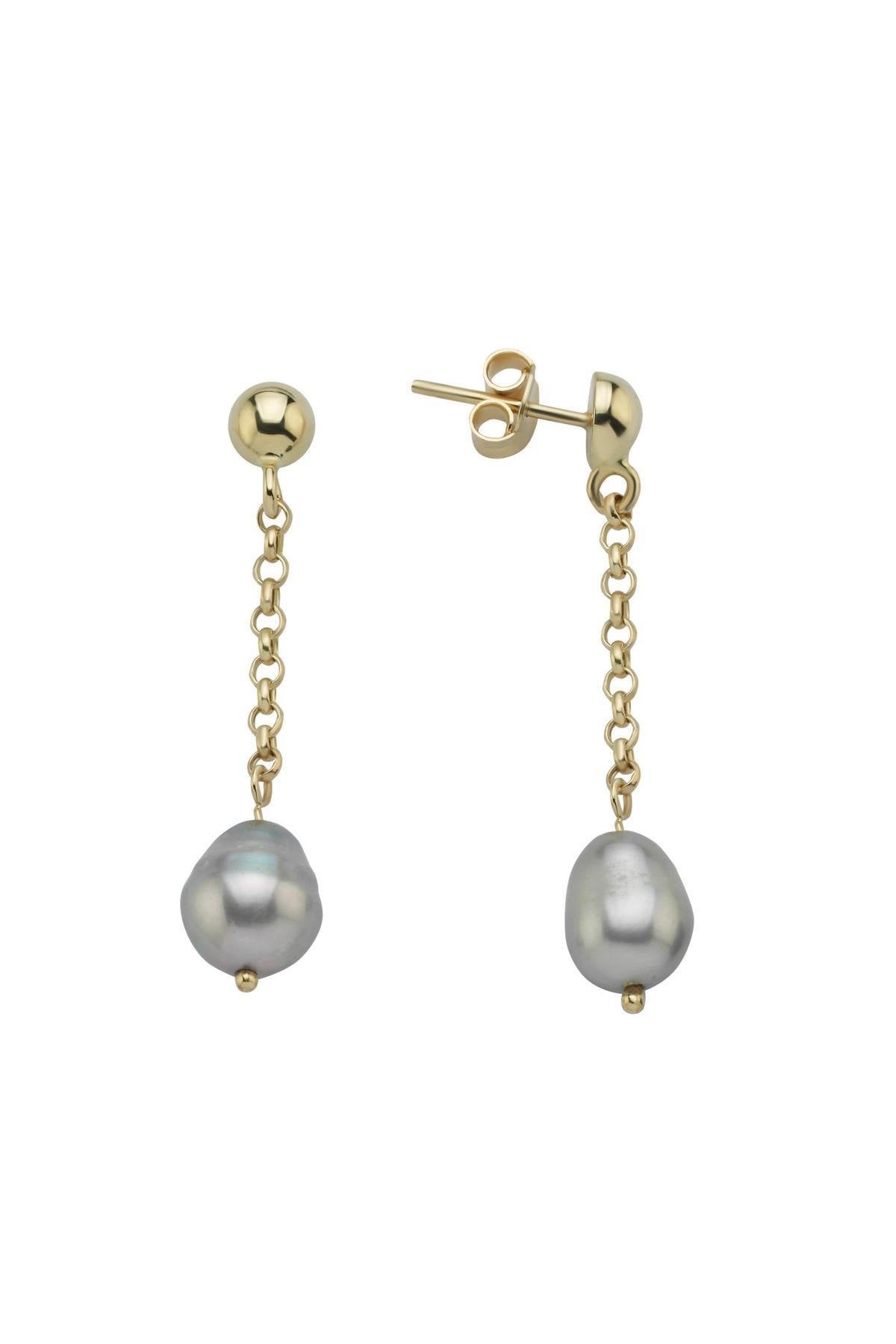 Doğal Barok İncili Zincir Küpe