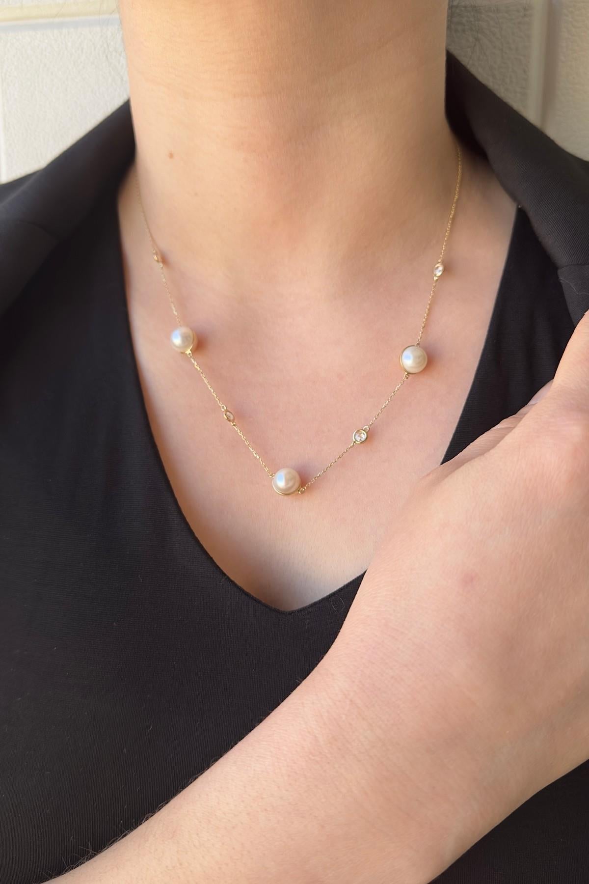 Doğal İncili Zirkon Taşlı Kolye Bileklik İkili Set