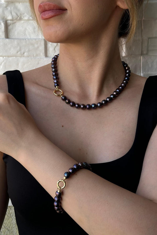 Doğal Siyah İnci Kolye