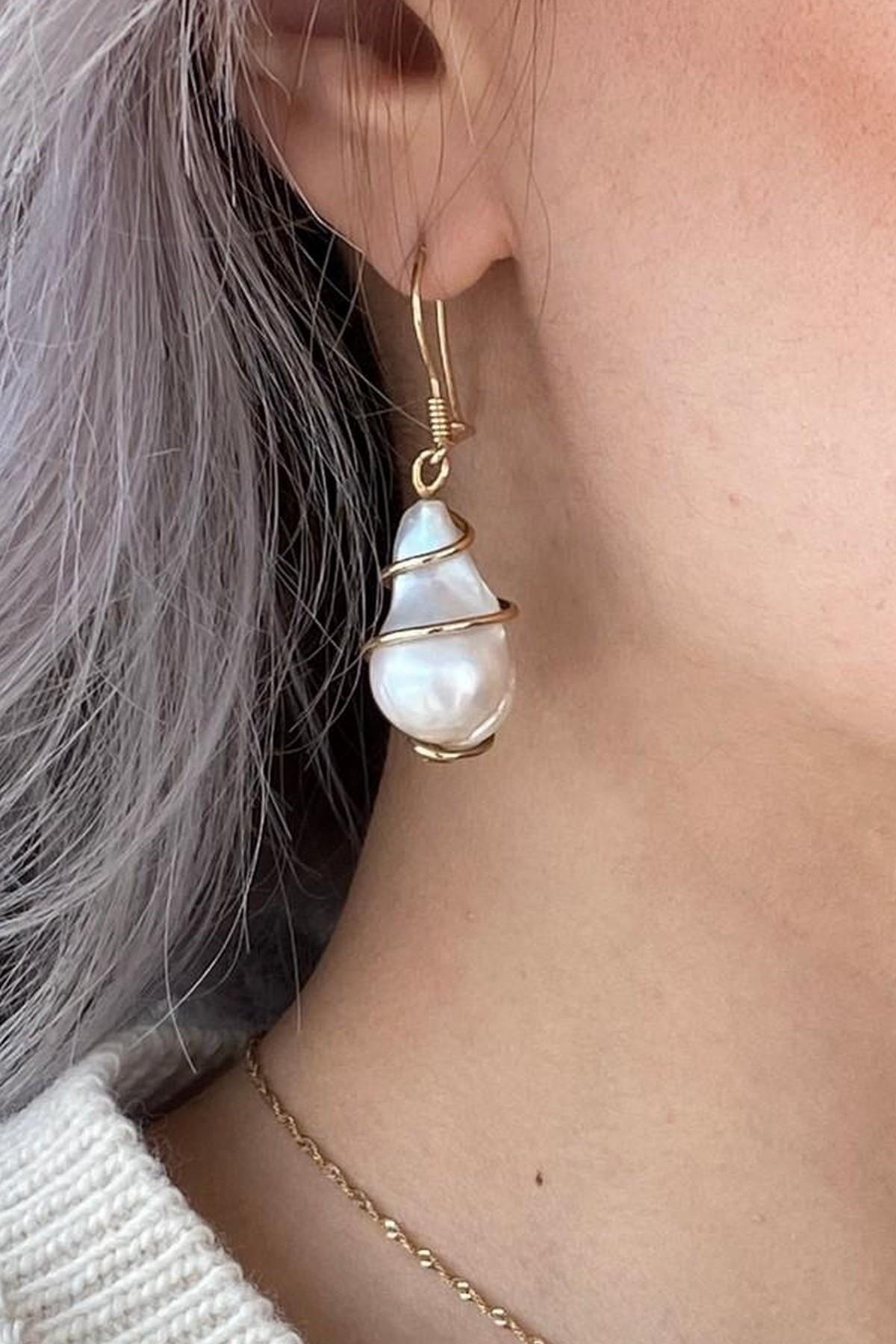 Barok Doğal İnci Küpe