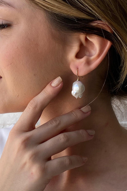 Çengelli Barok İnci Küpe